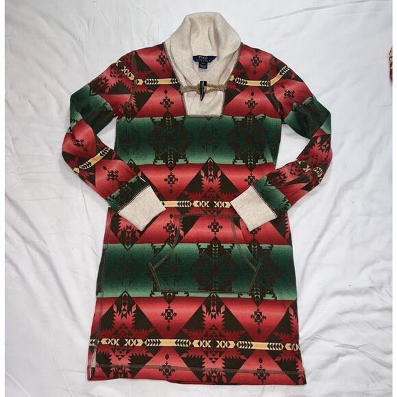 Polo Ralph Lauren Other - Polo Ralph Lauren Girls Aztec Sweater Dress size L 12-14 Southwest Toggle Shawl